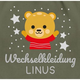 Geschenk mit Namen personalisiert by Shirtracer - Gym Bag Backpack - Nursery Bag Change Items Boys - Change Clothes Bear, 09 Olive Green, Unit size