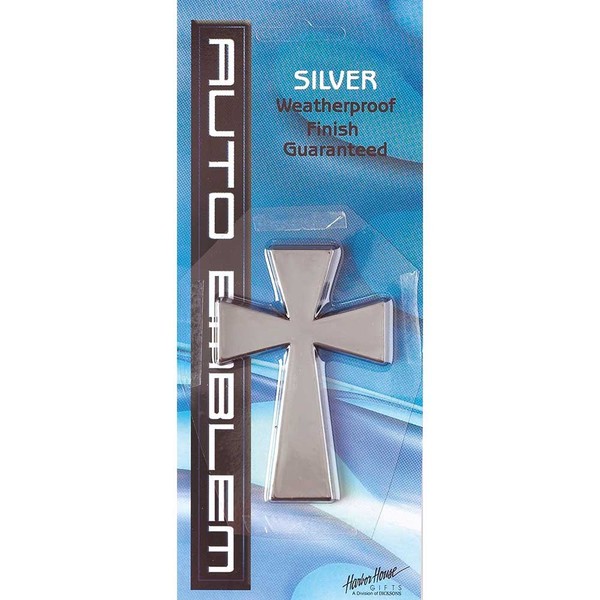 Christian Cross Weatherproof Large Auto Emblem - Silver