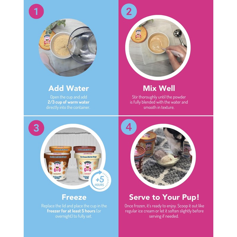 Puppy Scoops Dog Ice Cream Mix Variety Pack, 4 Flavors,