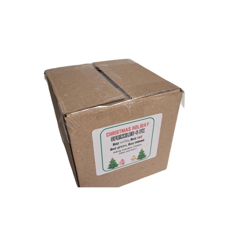 Holiday Christmas Sprinkle Set 4 Pack 8 Ounces Each Bag,