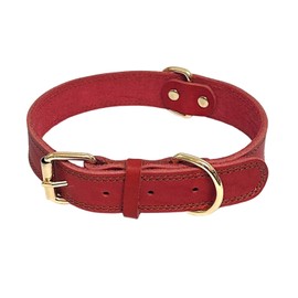 LWBMG Leather Dog Collar,Heavy Duty Dog Collar,Soft and Strong Leather Adjustable Dog Collar for Small Medium Dogs Red Medium
