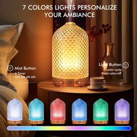 Essential Oil Diffuser for Home- 200ml Aromatherapy Diffuser for Essential Oils with 4 Timer, 7 Color LED Lights Waterless Auto Shut-Off for Home Office Décor Gifts for Women