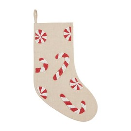 Mud Pie Candy Beaded Xmas Stockings, Beige/Khaki