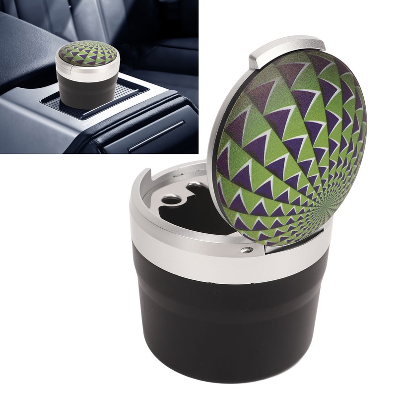 Portable Car Ashtray Mini Silver Edge Fire Prevention Smokeless Auto