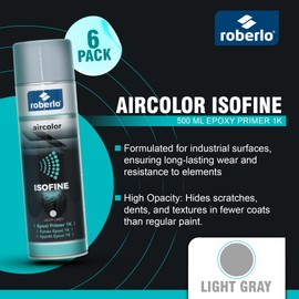 Roberlo AIRCOLOR ISOFINE - Epoxy Primer for Automotive Use - Primer Sealer, Car Primer Spray Paint - Epoxy Primer Automotive - Automotive Primer Sealer, Primer Paint for Cars - 500ml Light Grey