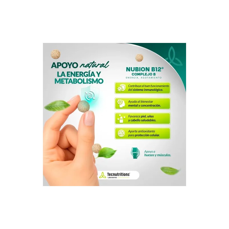 Tableta Granel Nubion B12® Complejo B Energía, Agotamiento Sabor Sin