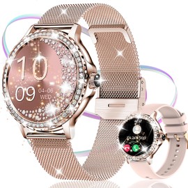 HQNLSY Smart Watch for Women with Diamonds (Answer/Make Call),1.3''Full Touch Screen Smartwatch for Android Phones,Fitness Tracker with Heart Rate/Blood Oxygen/Sleep Monitor