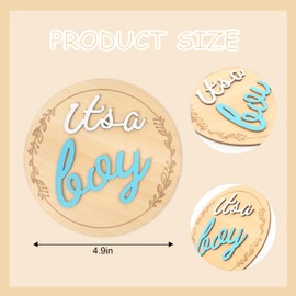 Gender Reveal Wooden Sign，Baby Announcement Plaque，It's A Boy/Girl Photo Prop，Baby Shower Wooden Sign，Baby Announcement Photo Prop，Wooden Birth Announcement Sign，Baby Gender Reveal Prop (Blue)