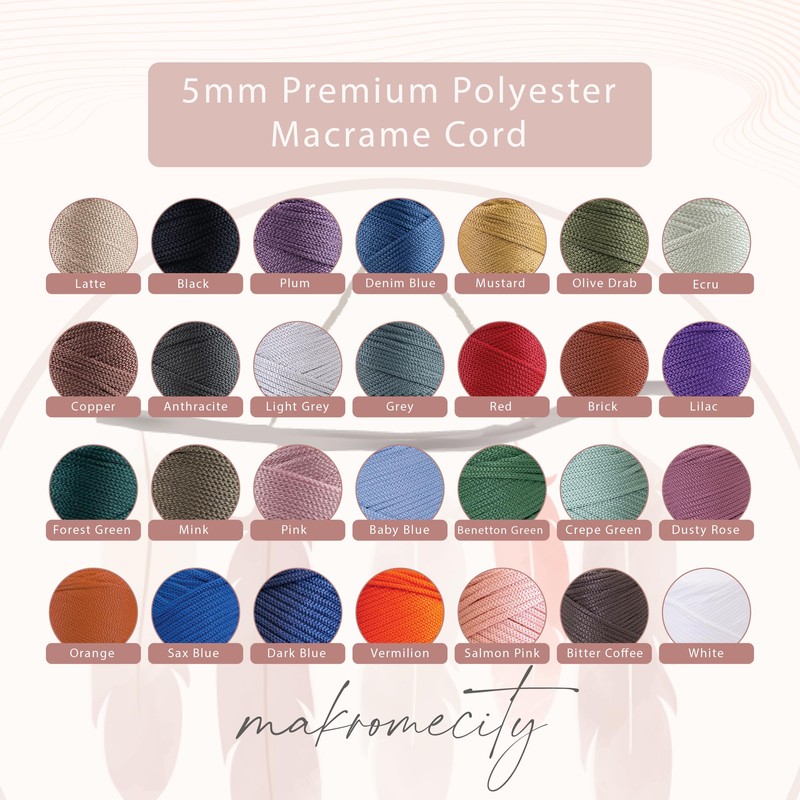 Makromecity, Macrame Cord Polyester 5mm x 94.8m 5mm Polypropylene Crochet