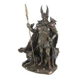 VERONES 9.75 Inch Odin Norse God Statue, Bronze, Classic Style, Detailed Design Material, Home Decor