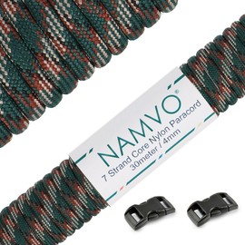 Namvo 550 Paracord Mil Spec Type III 7 Strand Parachute Cord Total Length 100 ft / 30 Metres – Dark Green Camouflage