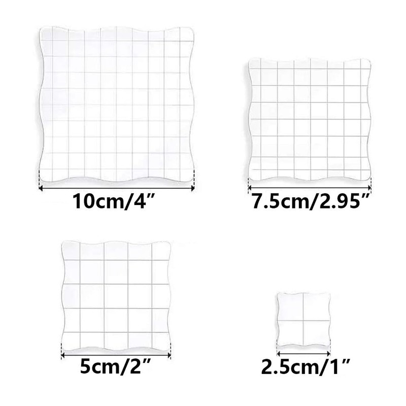 TopHomer Clear Acrylic Stamp Block Set, 10 Pieces with Grid