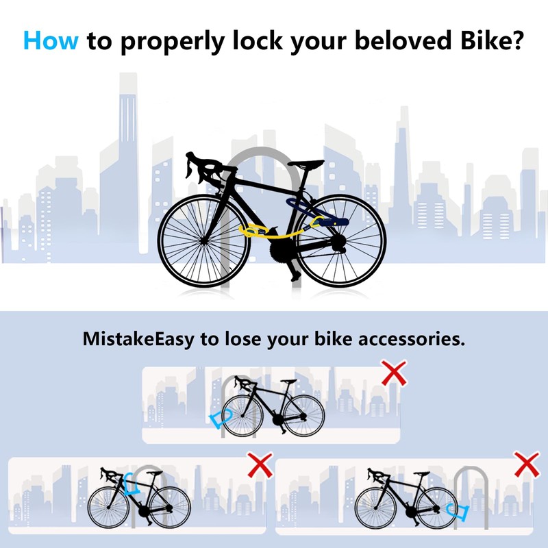 Bike U Lock with 5ft Security Cable 17mm Shackle, Bike