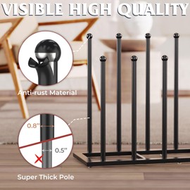 HzTinT Boot Rack, 19.5 Inches Boot Rack Organizer Tall Boots, Stainless Steel Boot Storage Holder, Free Standing Boot Racks for 6 Pairs Entryway, Closet, Black