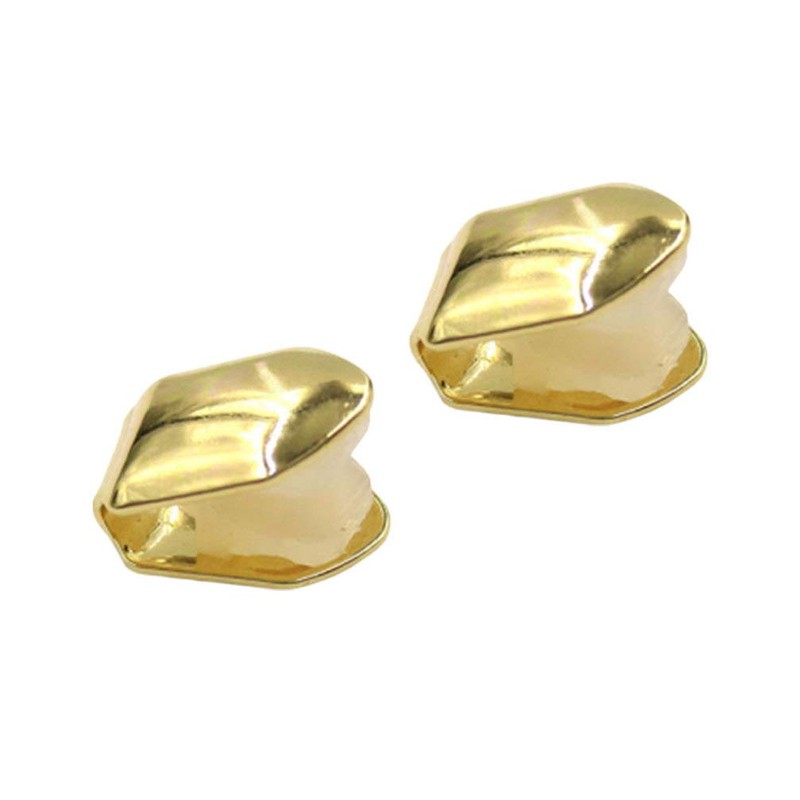 2Pcs Gold Plated Single Tooth Cap Hip Hop Teeth Plain