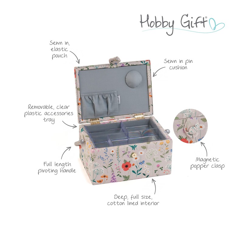 Hobby Gift Medium Sewing Craft Hobby Storage Box, Wildflowers