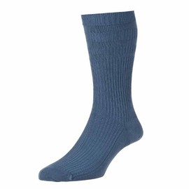 6 Pair Pack HJ91 Hall MENS SOFTOP Non Elastic Cotton Rich Socks 6-11 Slate Blue