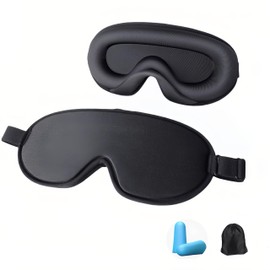 3D Shape Eye Mask for Sleep, Blindfold, Good Sleep, Breathable, No Pressure, Lightweight, Good Sleep Goods, Silk Eyes, Napping, Meditation, Napping, Travel, 3D Blackout Design, Ear Plugs Storage Pouch