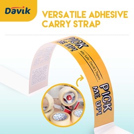 Davik Adhesive Carry Handle Straps - Stick On Handles for Moving Boxes and Bags - Versatile and Convenient On-The-Go Adhesive Handle Roll (25 Handles)