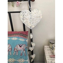 Rustikaler Shabby Chic 6x Wandbehang Wicker Hearts Led Lichterketten Batteriebetriebene Rattan Hearts Wandtattoos Valetine's Day Decoration