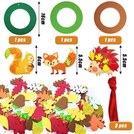 Pack of 131 Autumn Wreaths Craft Set, Autumn Crafts Children, Thanksgiving Crafts, Foam Rubber Craft Set Children Autumn, Hedgehog Craft Set for Children, Felt Craft Set, Foam Rubber Sticker Autumn,