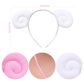 MEISH 2 Pieces Sheep Horn Headband Cute Sheep Ears hair hoop washing face Animal Headwear Party Dress Costume Headwear Accessories for Women Girls