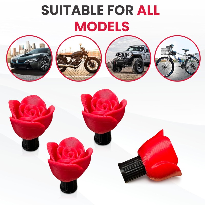 Rose Valve Stem Caps – 4 Pack | Tire Air