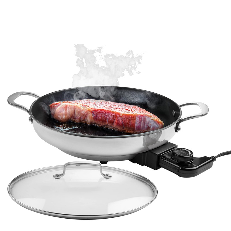 Electric Skillet By CucinaPro- 18/10 Stainless Steel, Frying Pan w