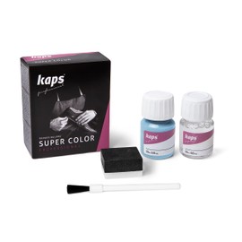Kaps professional “Super Color” leather paint and “Preparer” for natural leather, synthetics and fabric (25 ml each) for the care and repair of leather shoes, assorted colours - Blue -