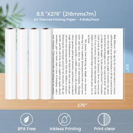 Vretti P83 Thermal Printer Paper 8.5 x 11, 4 Rolls Thermal Paper, Print Flat Without Curling, Quick-Dry, Smooth Thermal Printing, Suitable for Offices&School
