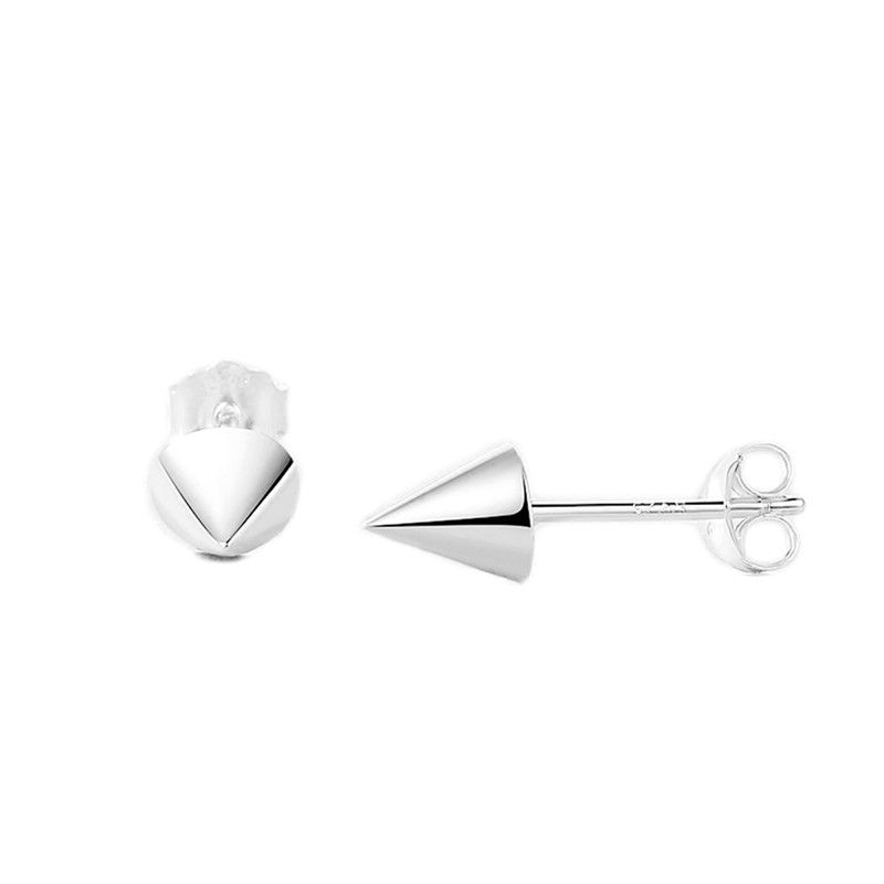 Sterling Silver Solid Punk Unisex Circular Cone Spike Stud Earrings