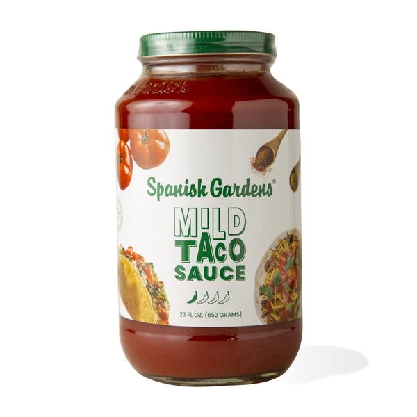 Spanish Gardens Mild Taco Sauce (6 Pack) — Mild Sauce for Authentic Mexican Food — Original Family Recipe for Tex Mex Food (23 oz)