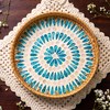 JUNGLE CULTURE Rattan Serving Tray 12" with Mother of Pearl
