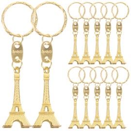 NUOBESTY 12Pcs Eiffel Tower Keychain Charms Golden Eiffel Tower Key Chains Keyring Pendants for Phone Key Bag Jewelry Decors