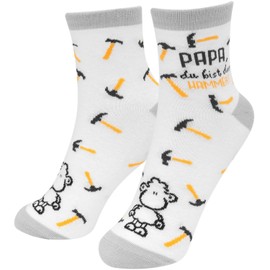 Sheepworld 48646 Magic Socks with Hammer Papa Motif, Magic Socks, Men's Socks, Size 41-46, Father's Day, Men's Gift, Gift Dad, multicoloured