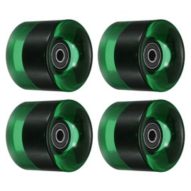PATIKIL 60mm Longboard Wheels with Bearings ABEC-9, 4 Pack Street Wheels for Skateboards Cruiser Wheel Replacement 80A, Clear Green Black