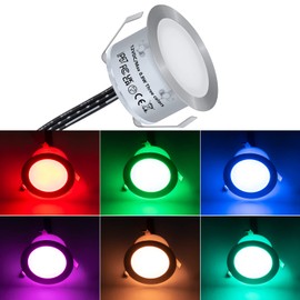 HIBOITEC 1Pcs Low Voltage Recessed RGB Deck Lamp φ42mm, Colorful LED Deck Lights Kit IP67 Waterproof, 12V Low Voltage In-Ground Outdoor LED Landscape Lighting for Yard, Garden, Patio, Stair