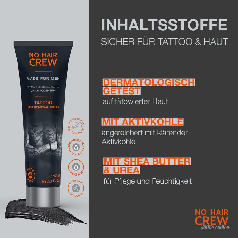 NO HAIR CREW Tattoo Edition Tattoo Skin Depilatory Cream 4-8