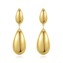 Large Statement Earrings Gold Stud Earrings Gold Hypoallergenic Stainless Steel Earrings Women's Chunky Bow Earrings Jewellery Women Gifts for Women, Gold Plated, No Gemstone