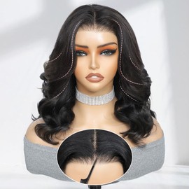 3 Layered Curtain Bangs Face-Framing Bob Wig Human Hair 15A 6x6 Glueless Wigs Human Hair Pre Plucked Pre Cut Body Wave 250 Density Hd Lace Front Wigs Human Hair Short Bob Wigs for Black Women 16 Inch