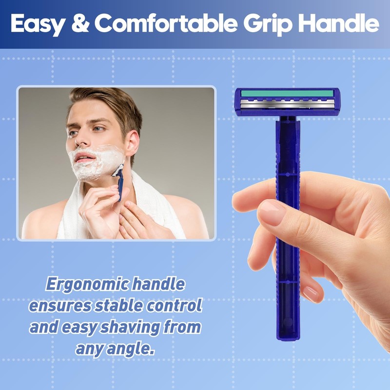 Twin Blade Disposable Razors, Bulk 135 Pack, Blue