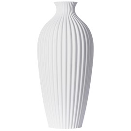 3D Vase Saskia Decorative Vase XL 38 cm Floor Vase for Pampas Grass Dried Flowers White