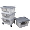 Kiddream 5 Packs Stackable Organizer Baskets with Wheels, Plastic Stacking