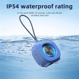 TWS Bluetooth Speaker Clear Loud Stereo Sound Portable Wireless Speaker with Lights IPX5 Waterproof Speakers BT5.3 Small Speakers Long Playtime for Home/Party/Outdoor/Beach Electronic Gadgets (Blue)