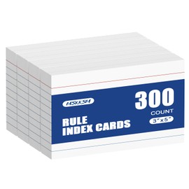 Index Cards 3x5 Inch - 300 Pack, Ruled Index Flash Cards for Studying, Lined Index Note Cards 3x5 Flashcards, Notecards 3 x 5 Lined Small Index Cards Ruled White 3x5 Cards for Office, School, Home