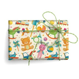 ARKRAFT Gift Wrapping Paper 3 Sheets Size 90 x 65 cm FSC Plastic Free Packaging Bear Design (18-9230)