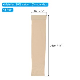 PATIKIL 8 Pairs Arm Sleeves, Sun Protection Arm Sleeve Shade Cooling Arm Sleeves for Sports Hiking Riding, Beige