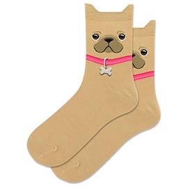 Hot Sox Womens French Bulldog Anklet Sock, Tan, 9