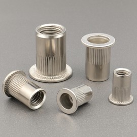 VGBUY 8Pcs 1/2-13UNC Rivet Nut 304 Stainless Steel Rivnut Threaded Insert Nut, Knurled Body (VG30520)