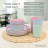 WeeSprout Bamboo Plates, Set of 4, Kid-Sized Dinnerware, Dishwasher Safe